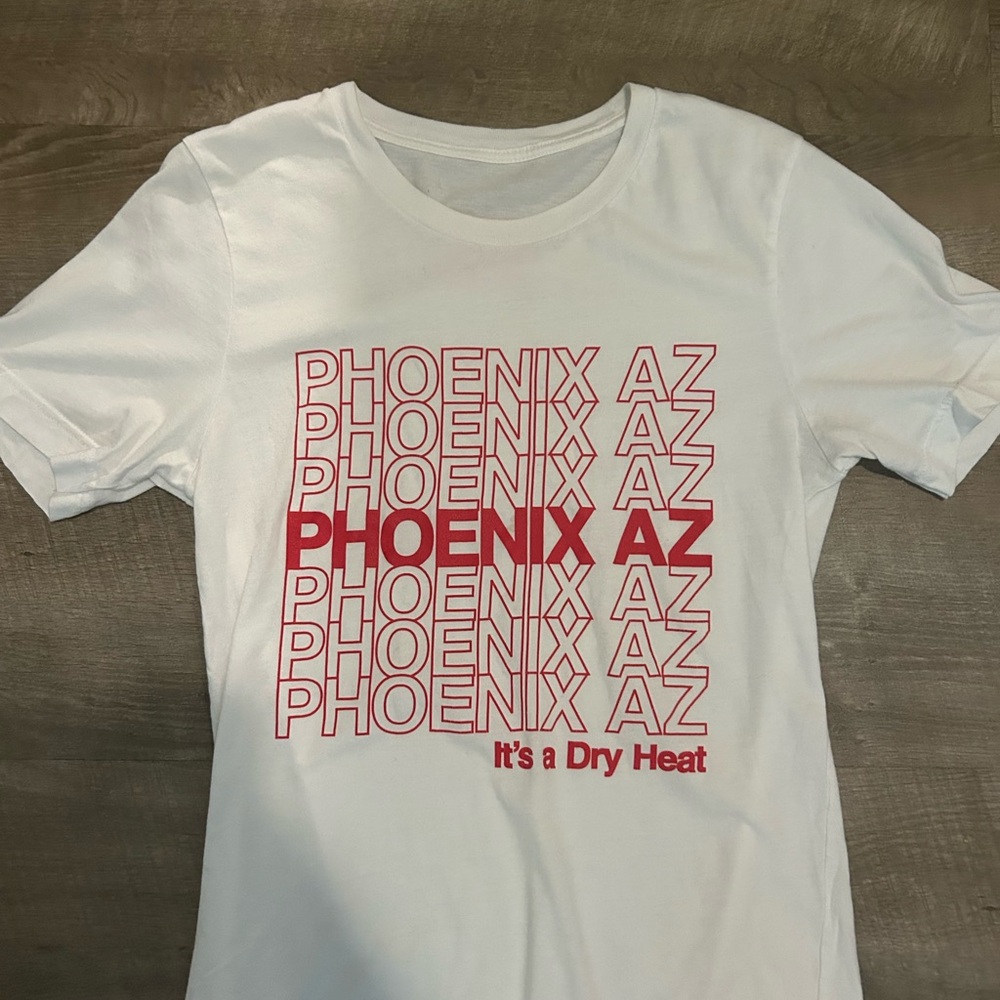 White T-Shirt with Red Phoenix AZ Print